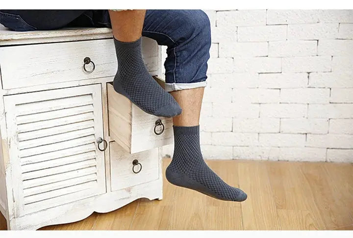 Men's bamboo fiber compression socks, long black dress socks, 10-pair lot, Simples Market, size 42–45