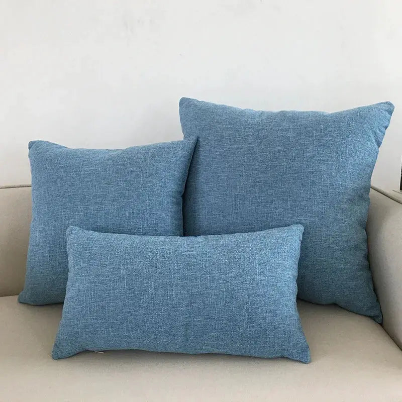 Simples Market blue textured fabric sofa cushion covers, set of 3 decorative throw pillow cases