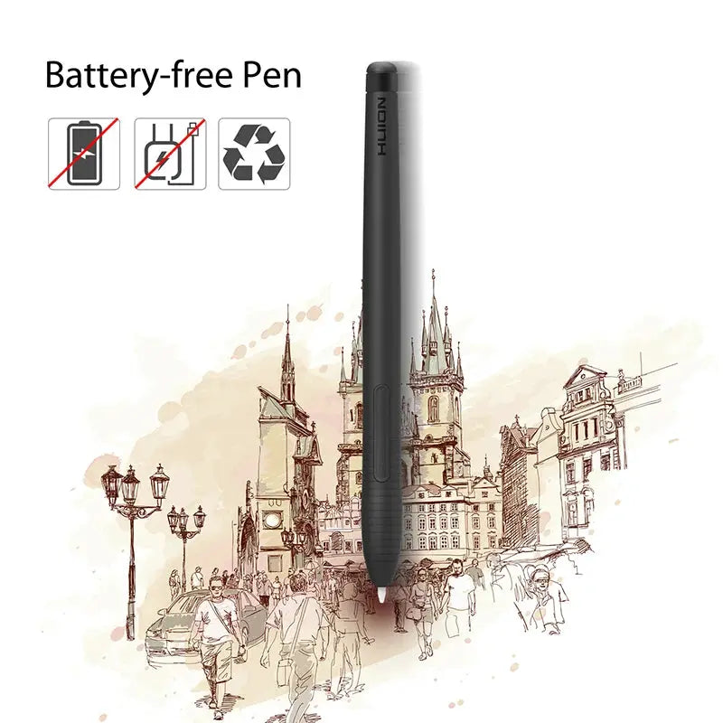 HUION H430P drawing tablet with battery-free pen, black, Simples Market