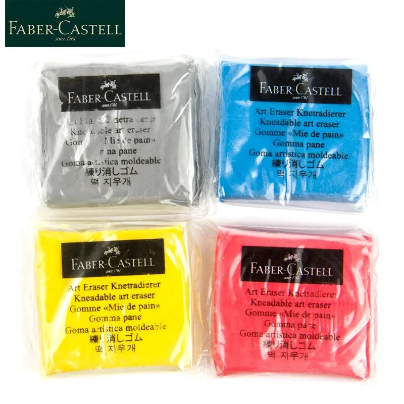 Faber-Castell kneaded eraser set for art, four colors: white, blue, yellow, pink