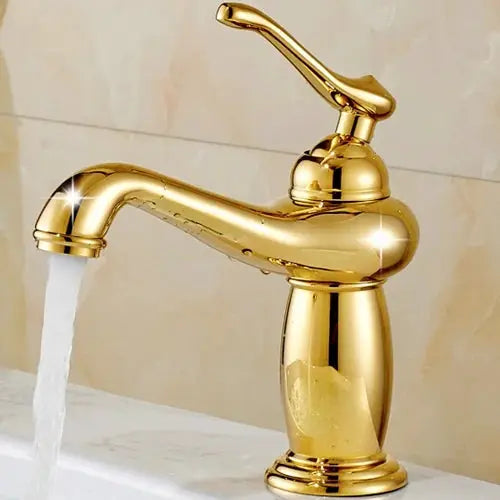 Bathroom faucet antique brass finish solid brass, single-handle basin tap