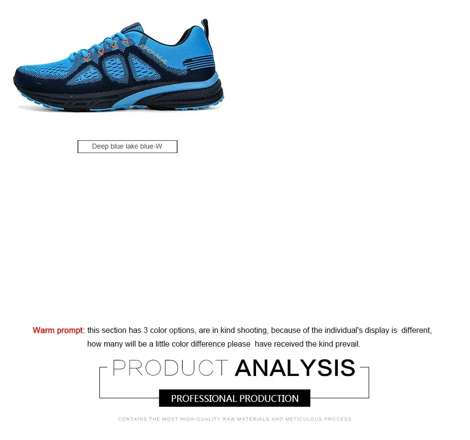 Blue BONA sneakers with mesh upper, lightweight men's outdoor running shoes