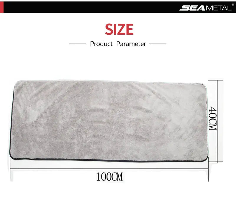 SEAMETAL microfiber car towel, gray, 100×40 cm, super absorbent