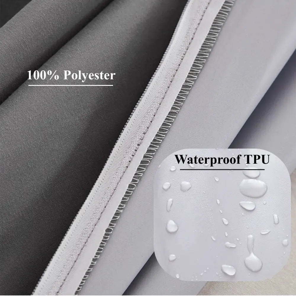 6-sides fully enclosed waterproof mattress cover with zipper, 100% polyester and waterproof TPU.