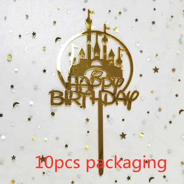 10 Pcs Rose Gold Silver Black Acrylic Cake Toppers Set For Birthday Parties Baby Showers And Dessert Decoration
