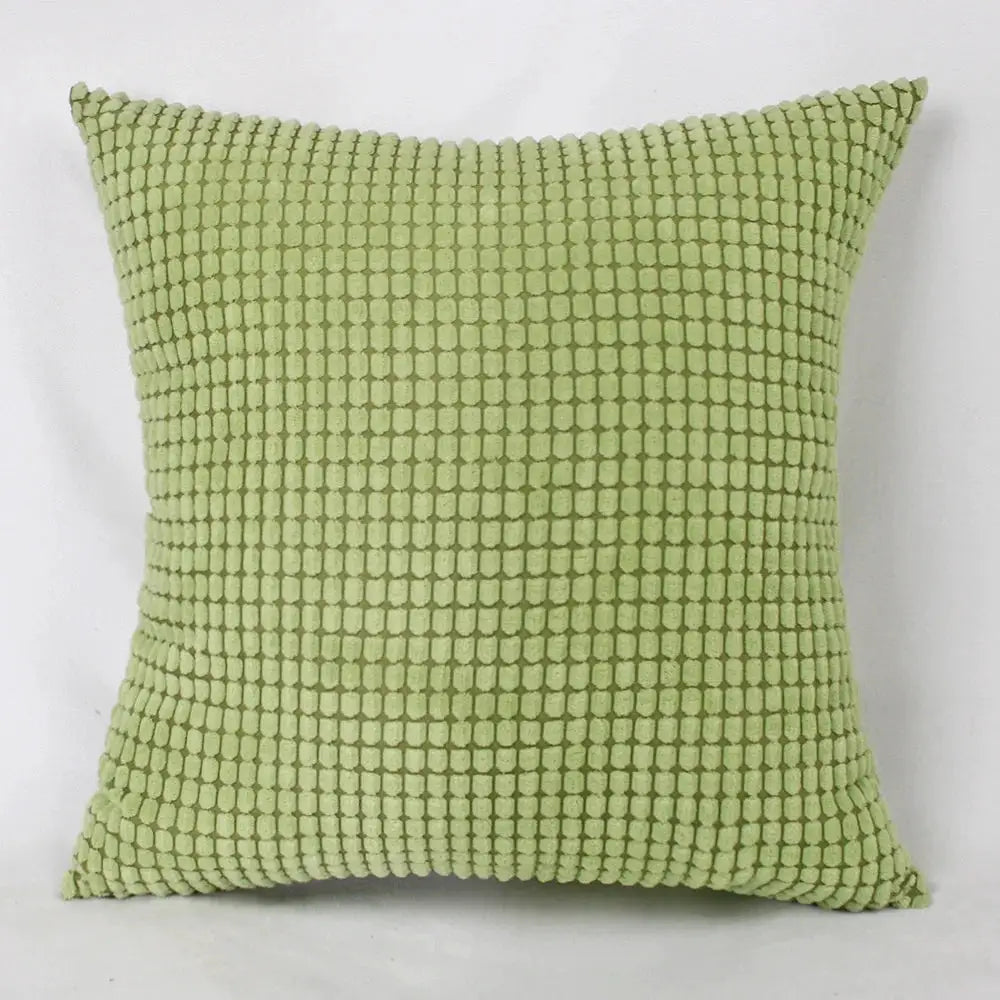 Cushion cover with corduroy corn-kernel plush texture in green, 35/45/50/60/70 cm sofa pillow decor