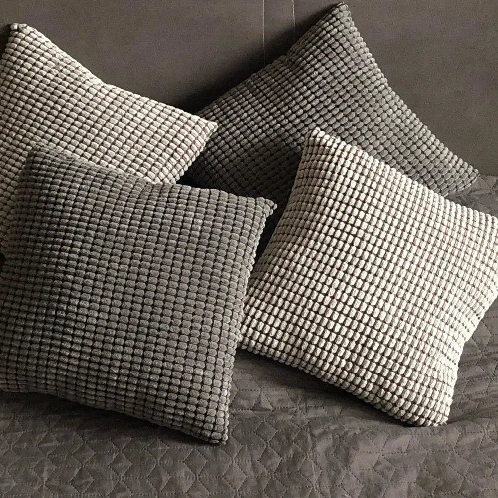 Corduroy Big Corn Kernel Plush Cushion Covers by Simples Market, gray set of 4