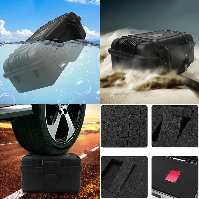 Simples Market Safety Instrument Tool Box; black waterproof, shockproof sealed case with foam padding