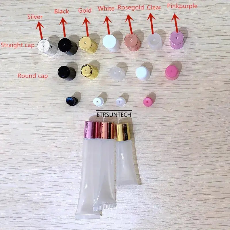 Empty lipstick tube set with assorted cap colors and clear lip gloss containers, 30/50pcs, 10–20ml, Simples Market