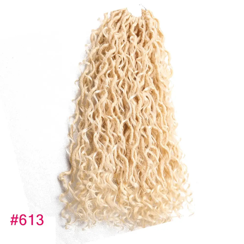 Synthetic Goddess Locs crochet hair extensions, curly blonde #613