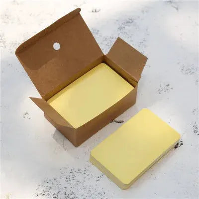 Kraft paper cards, 100-piece yellow blank writing/label cards in a brown box