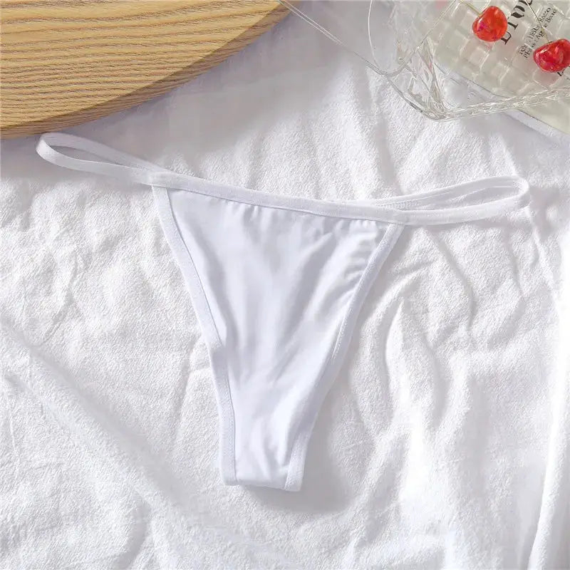 White FINETOO T-back thong underwear for women, 3-piece set by Simples Market