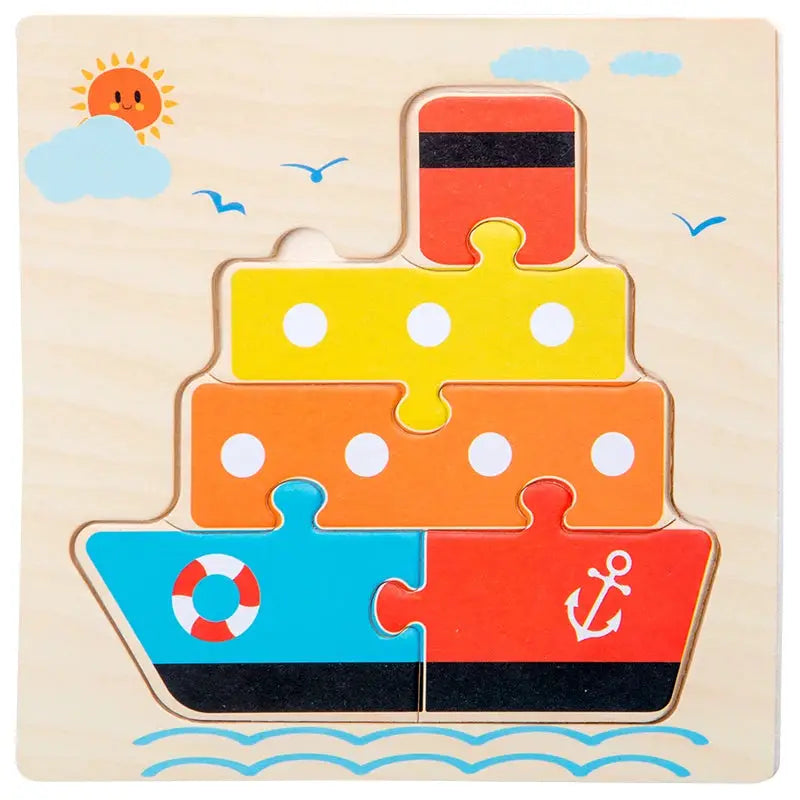 Wooden Baby 3D Puzzles Tangram Shapes Educational Cartoon Animals Jigsaw Toys Gift For Children To Boost Learning And Motor Skills