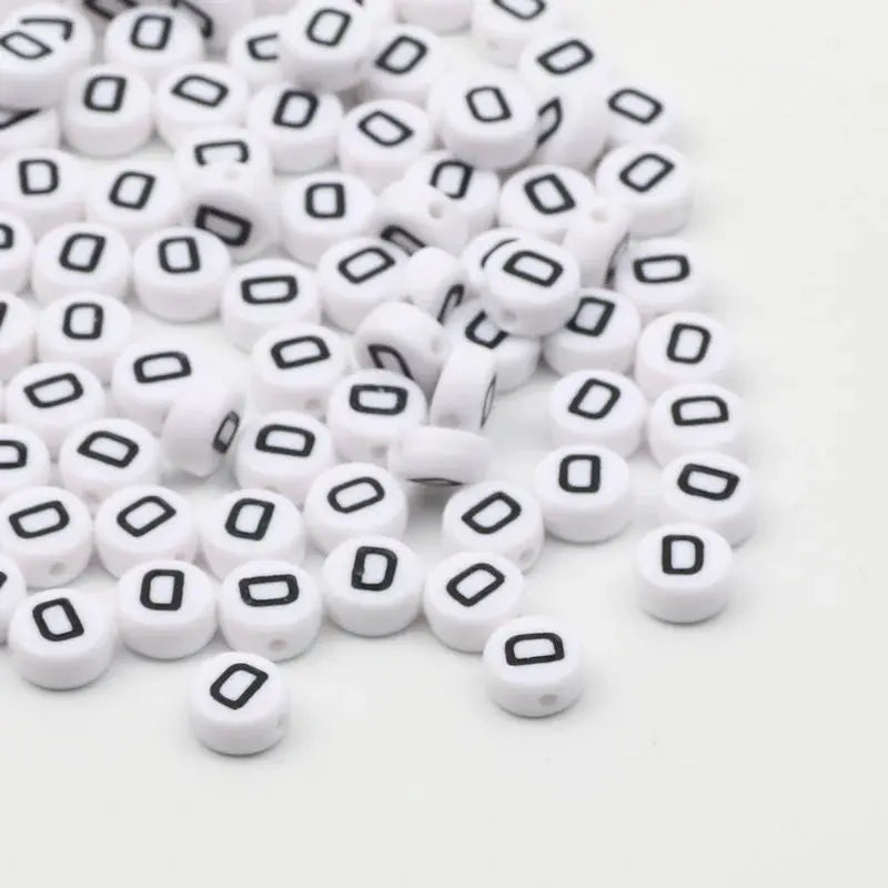 White Round Alphabet Letter Beads 7x4mm A To Z Acrylic Spacer Beads For Jewelry Making DIY Bracelets