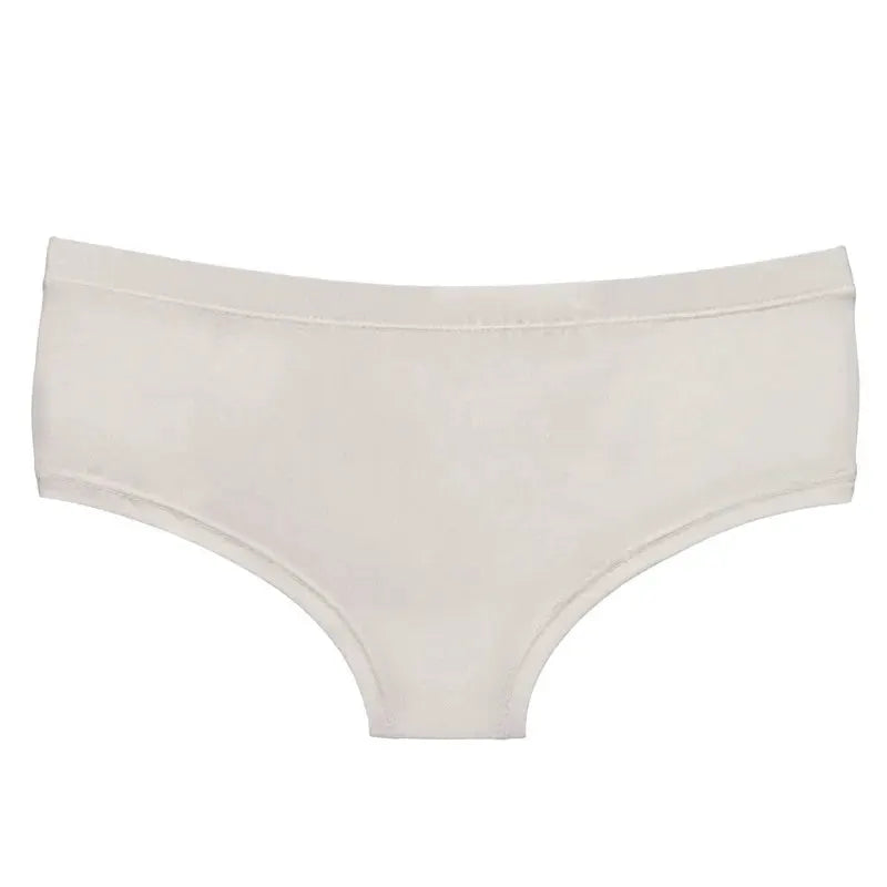 Beige women's panties with bikini-cut silhouette, plain underwear