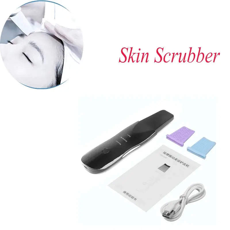 Ultrasonic Vibration Face Spatula Skin Scrubber Blackhead Remover Pore Cleaner Deep Clean Facial Tool