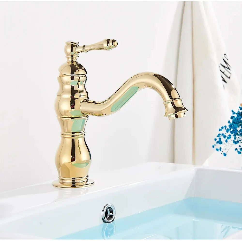 Simples Market antique brass basin vessel sink faucet, deck-mounted single-hole hot/cold mixer tap