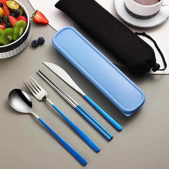Equi 304 Stainless Steel Tableware Set Durable Rust Resistant Portable Cutlery With Ergonomic Handles And Box