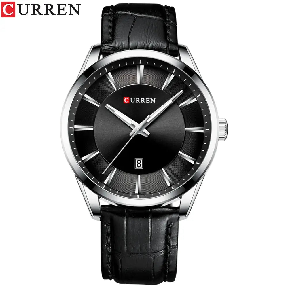 Curren Quartz Watches For Mens Leather Strap Luxury Minimalist Business Wristwatch Stainless Steel Case
