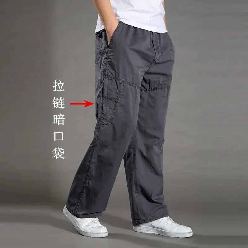 Men's cargo pants Simples Market in dark gray cotton workwear, size 6XL.