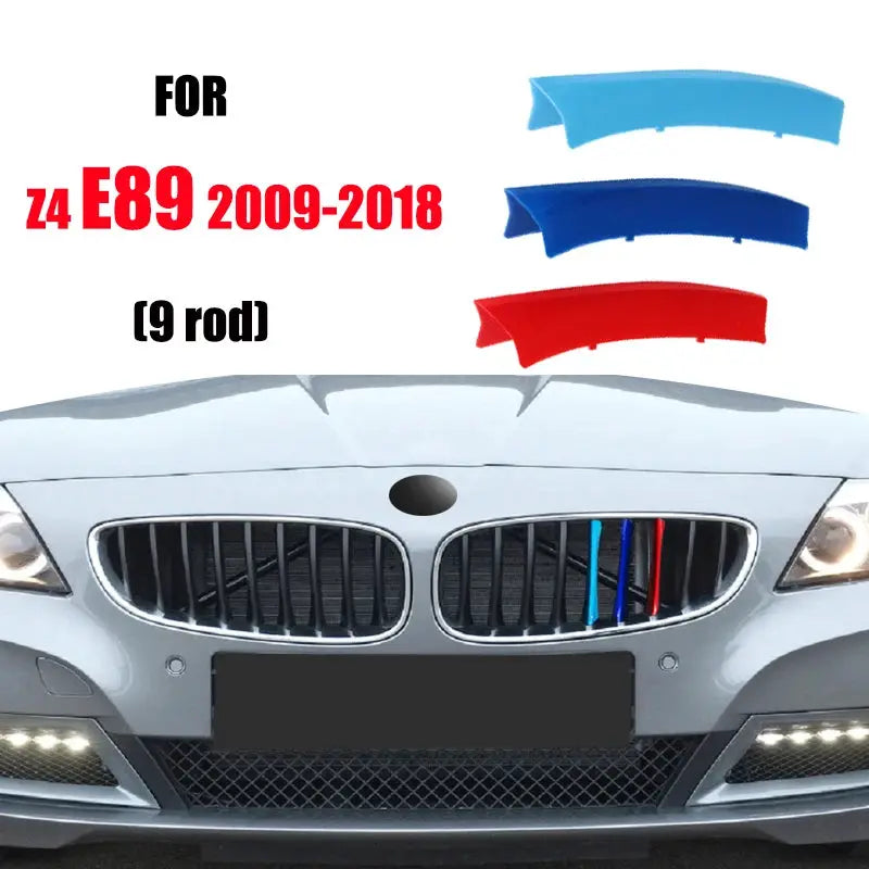 3Pcs front grille trim strips for BMW Z4 E89 2009-2018, blue and red accents by Simples Market