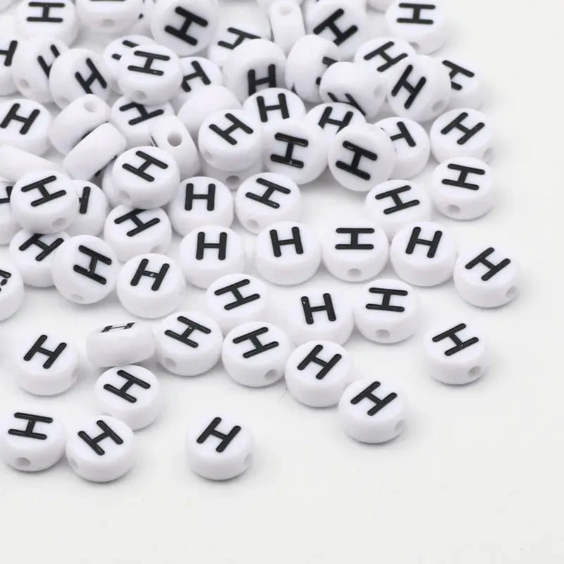 White Round Alphabet Letter Beads 7x4mm A To Z Acrylic Spacer Beads For Jewelry Making DIY Bracelets