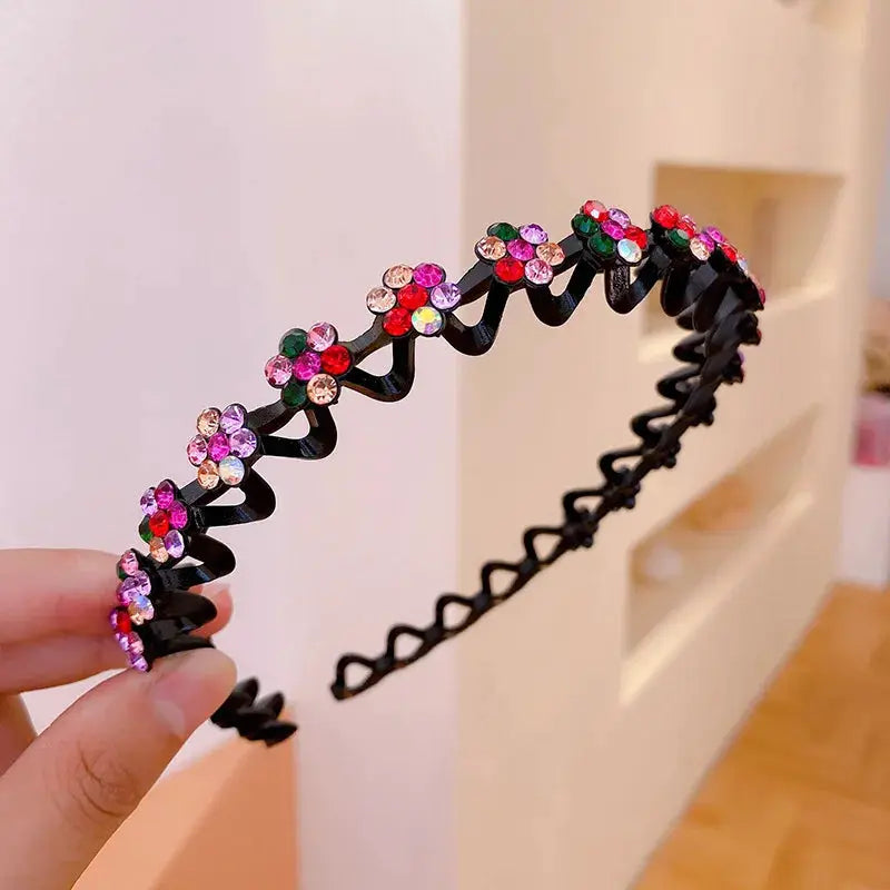 Non Slip Rhinestone Hairbands Elastic Flower Design With Pearl Accents For Women And Girls Headbands