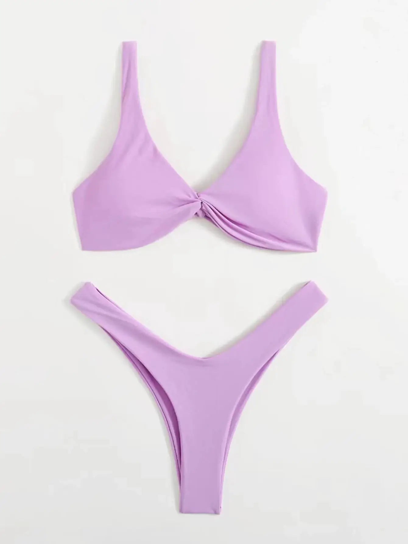 ZTVitality lavender solid bikini set with padded triangle top and high-leg bottoms