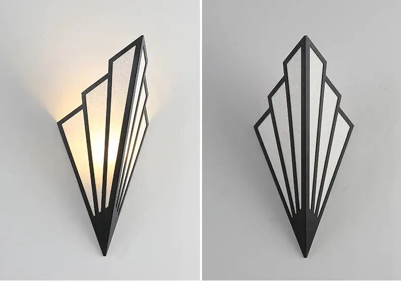 Nordic wall lamp by Simples Market, modern LED iron fixture with black geometric diamond frame