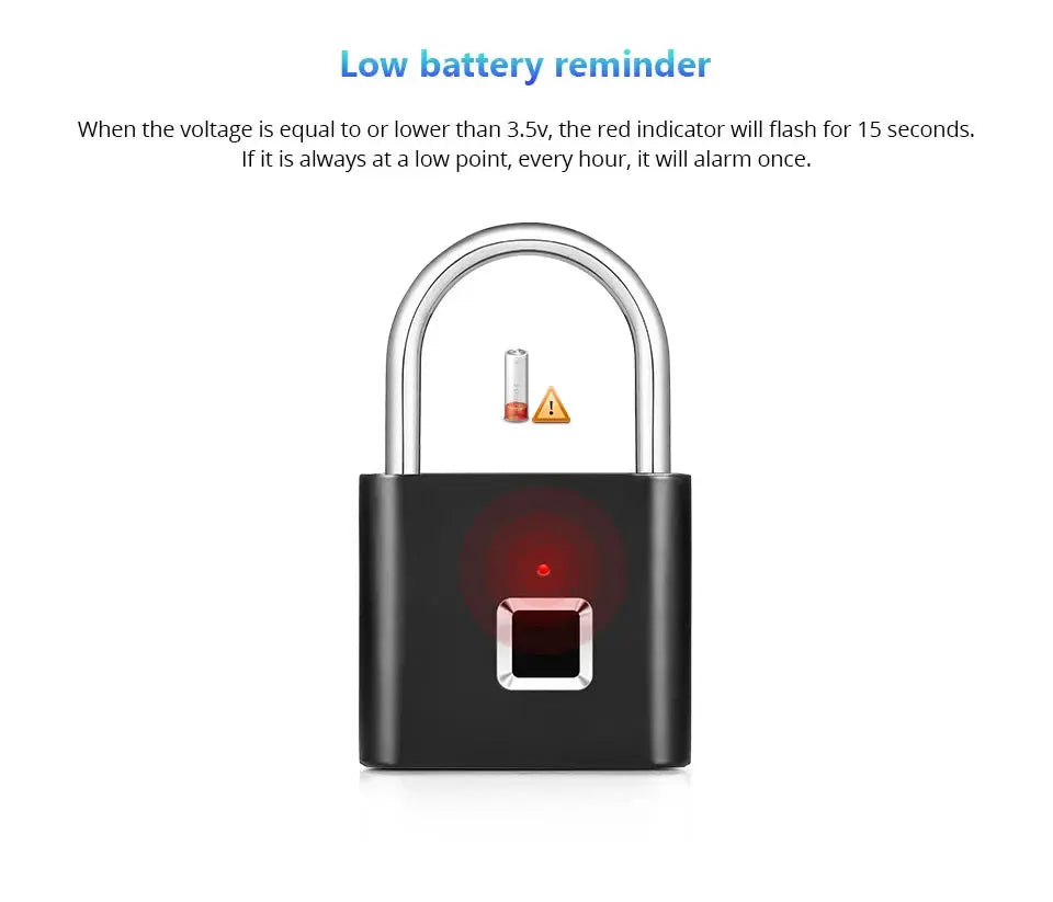 KERUI Smart Fingerprint Padlock Waterproof Keyless Door Lock Type C Rechargeable Security Padlock For Home