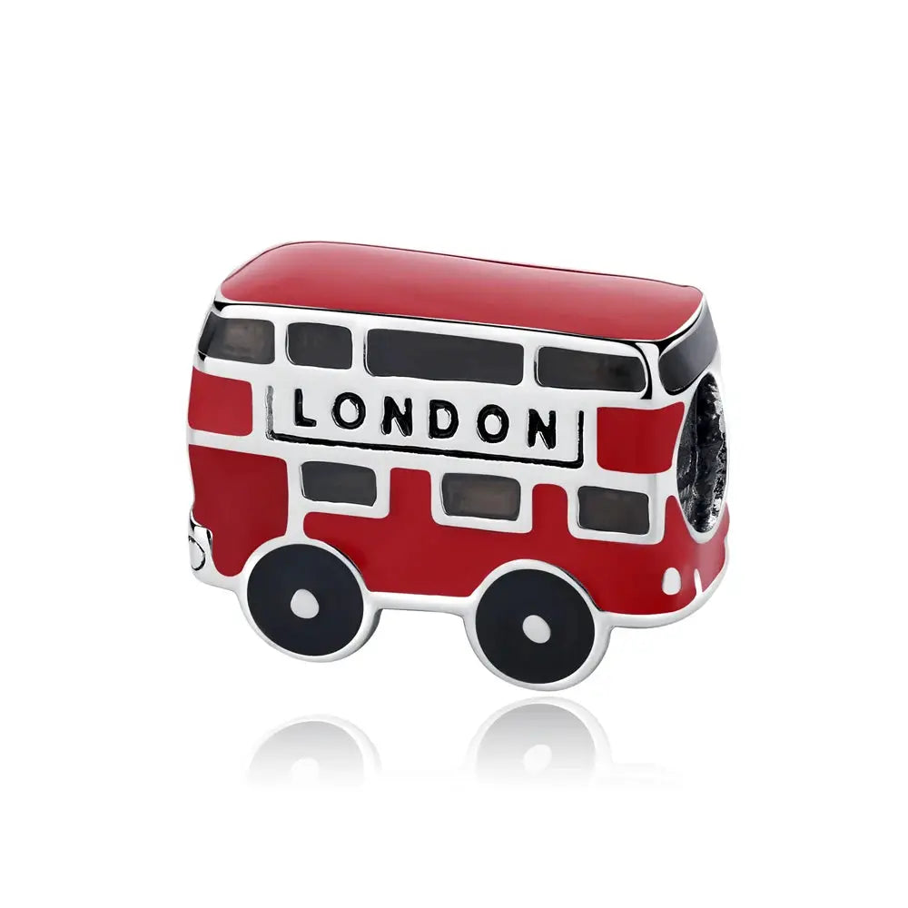 925 Sterling Silver Travel Theme Charms Beads London Bus Paris Suitcase Sam Panda Bracelets Necklaces Women DIY Jewelry