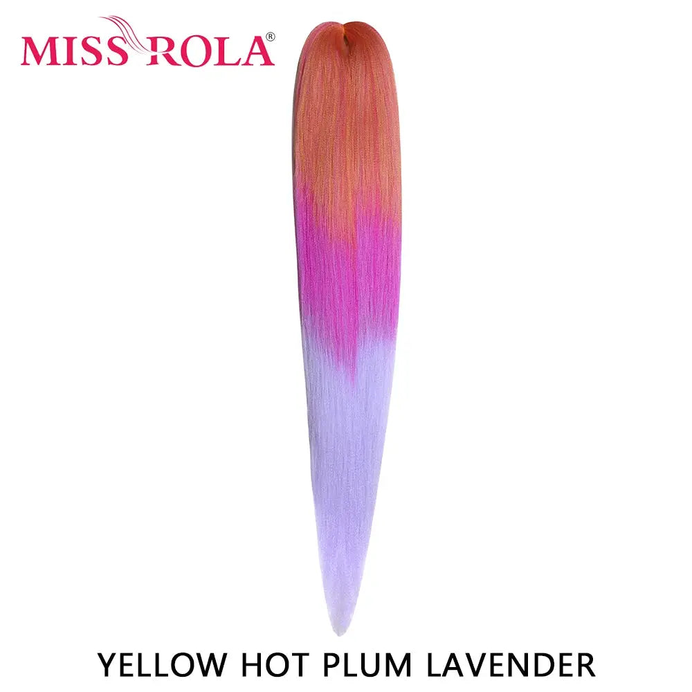 Miss Rola synthetic hair braid, 30in Kanekalon, yaki straight, pre-stretched, pink to lavender gradient
