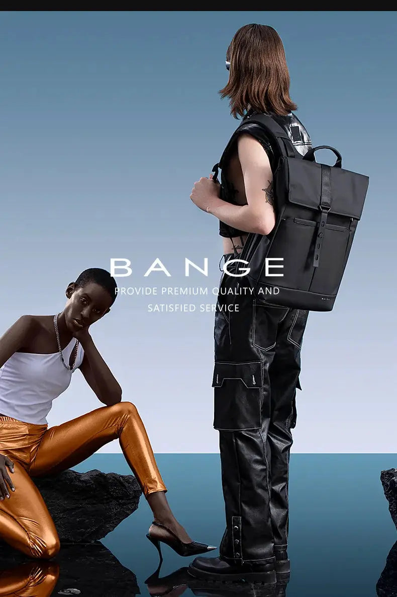 BANGE anti-theft waterproof laptop backpack, black, 15.6-inch, for men and daily work use