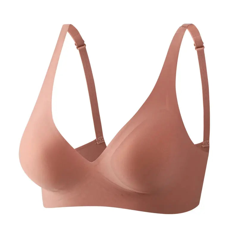 FINETOO soft wireless bra, nude pink padded bralette with seamless cups by Simples Market