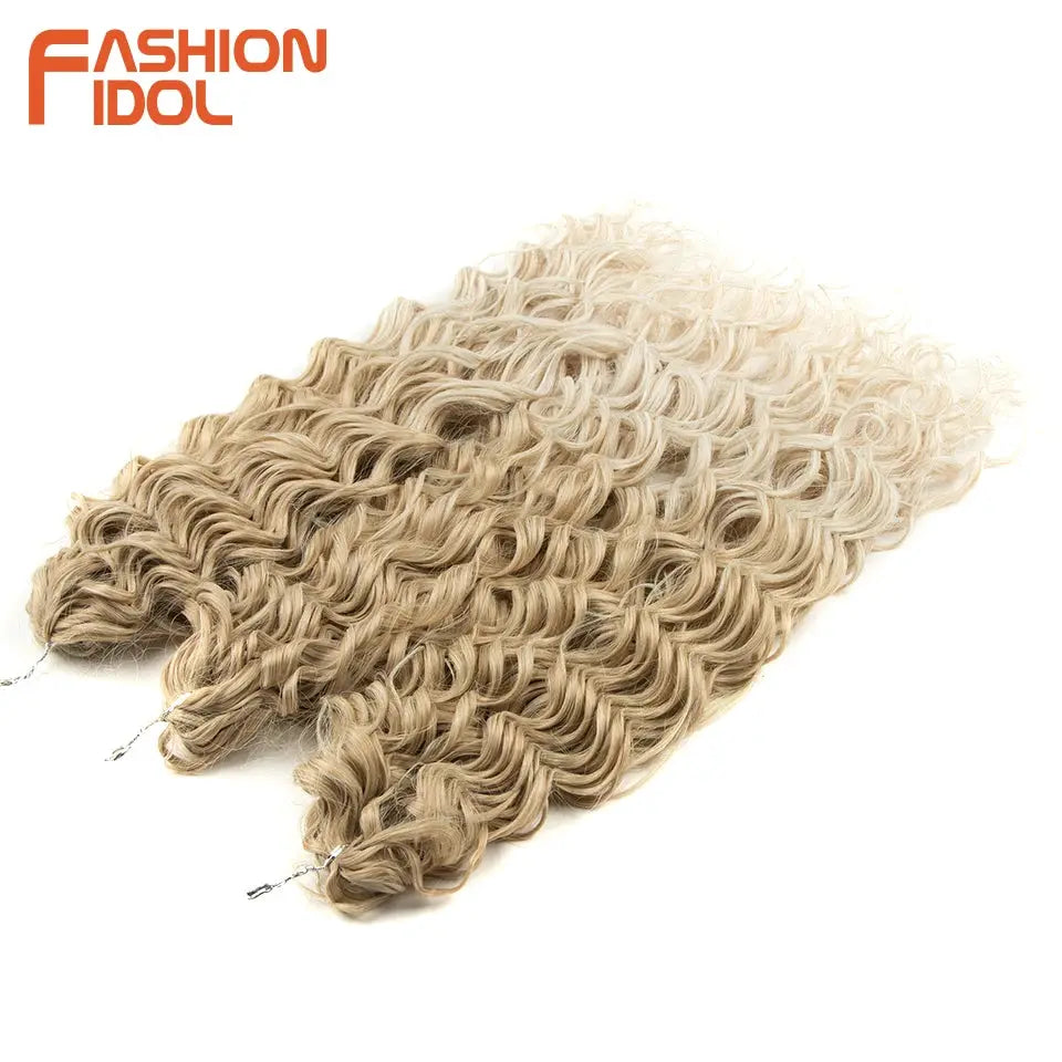 Jessica Hair Deep Wavy Twist Crochet Hair extensions; blonde; synthetic heat-resistant fiber; 2 bundles; Fashion Idol