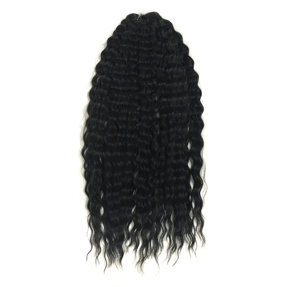 Ariel Hair synthetic twist crochet curly water wave braiding hair, 24in, black