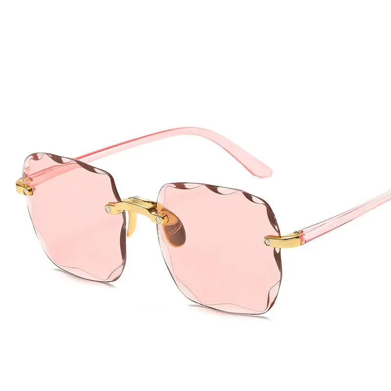Luxury Brand Designer Square Rimless Sunglasses Three Pack UV400 Protection Red Fashion Sunglasses For Men Women