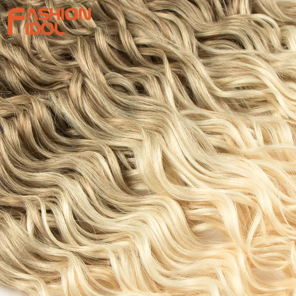 Jessica Hair deep wavy twist crochet hair extensions, blonde synthetic high-temp fiber, Fashion Idol.