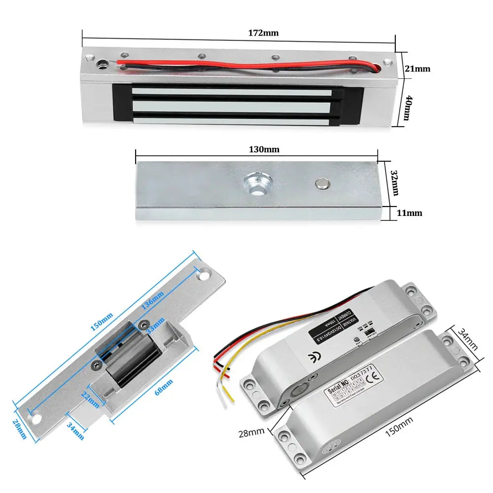 Outdoor access control kit by Simples Market with waterproof RFID keypad (125KHz/13.56MHz NFC) and 180kg electric strike lock
