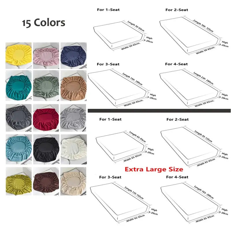 Simples Market sofa seat cover set in 15 colors; elastic, dustproof protective covers for 1-4 seat sofas.