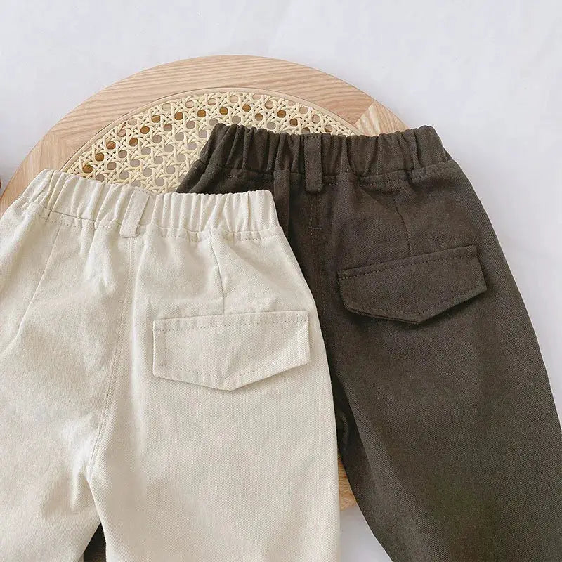 Milancel Boys Straight Jeans Pants With Elastic Waistband All Seasons Solid Color Ages One To Six