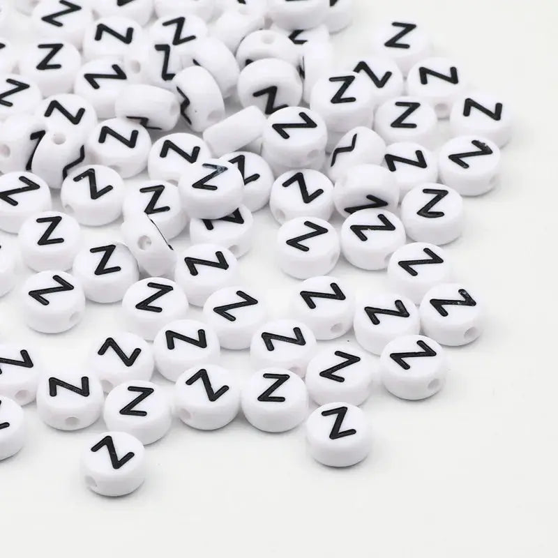 White Round Alphabet Letter Beads 7x4mm A To Z Acrylic Spacer Beads For Jewelry Making DIY Bracelets