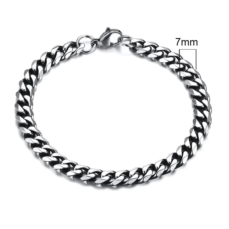 Vnox Stainless Steel Cuban Link Bracelet Unisex Curb Chain for Men and Women with Lobster Clasp