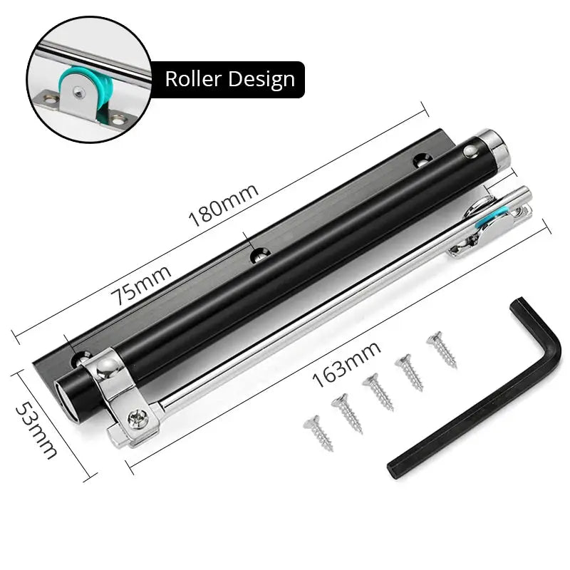 KAK 50kg aluminum door closer by Simples Market with roller design, soft-close, heavy-duty hardware, screws + Allen key
