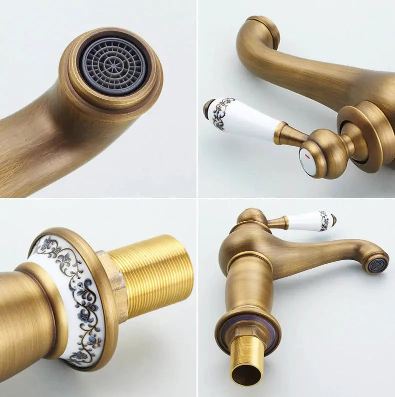 Bathroom faucet antique bronze finish brass with single-handle water mixer by Simples Market ELFCT001
