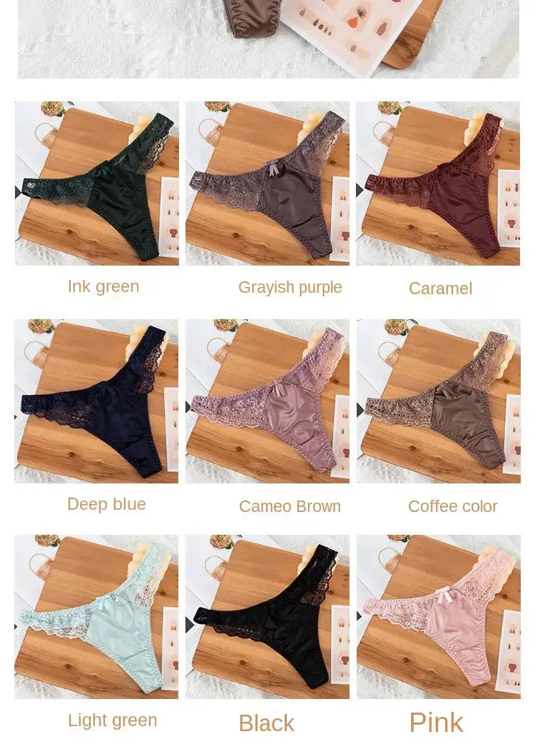 European Style lace thong panty set by Simples Market, 9-color low-rise seamless G-string collection
