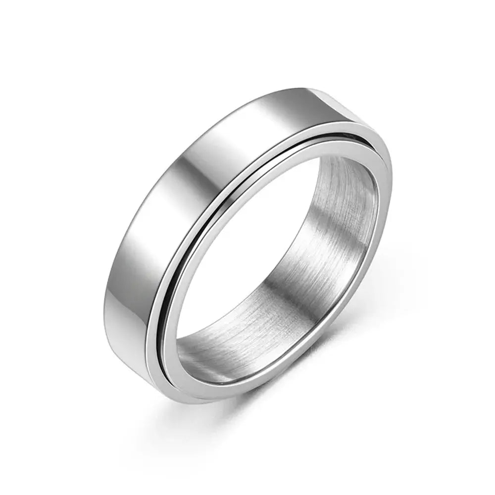 Anxiety Fidget Spinner Ring Stainless Steel Unisex Spinning Band Black Or Silver Anti Stress Jewelry