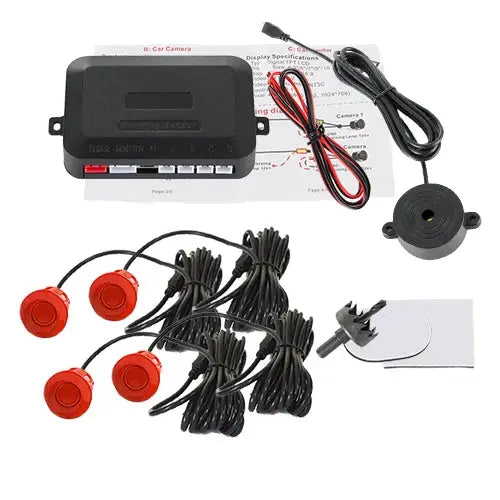 Hippcron 4-sensor car parking sensor kit with 12V system, black control unit and red probes from Simples Market