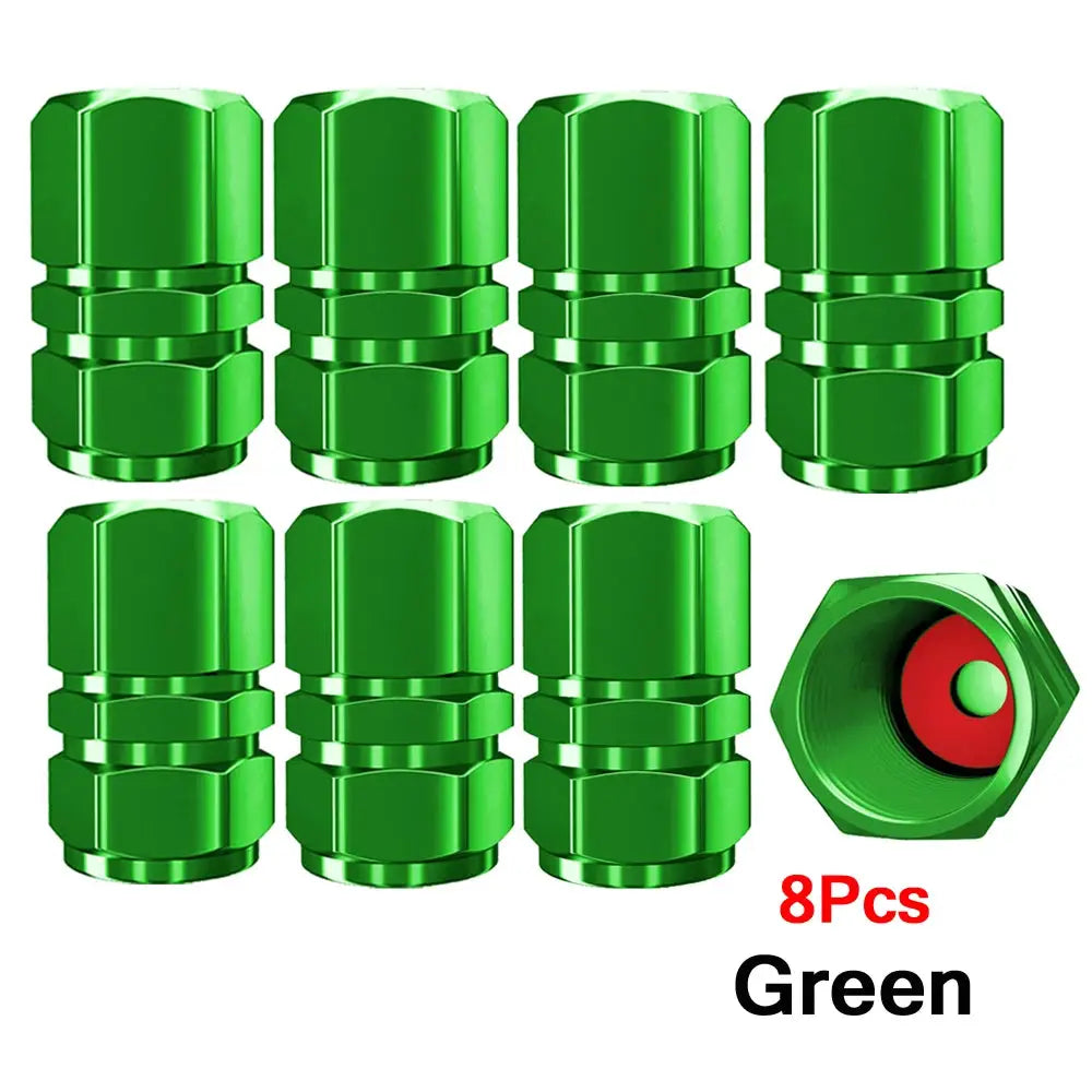 Car wheel valve caps AUTCOAT green aluminum alloy, 8-pack by Simples Market