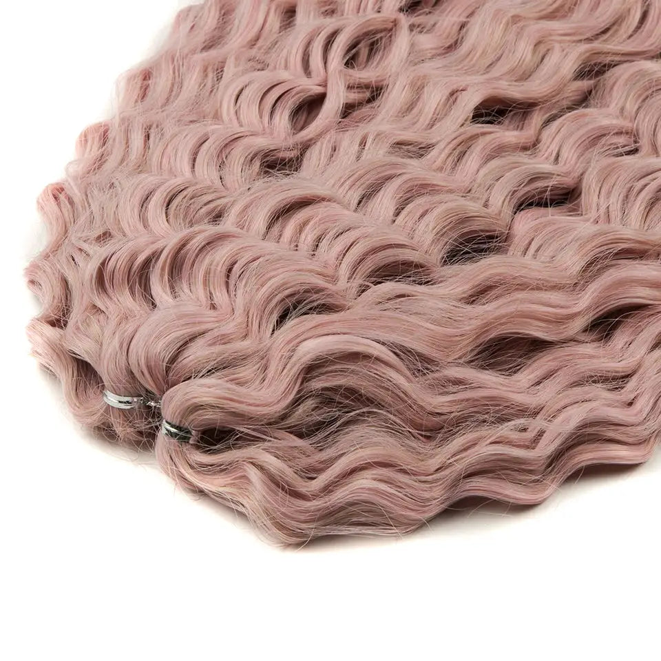 Ariel Hair synthetic twist crochet deep wave braiding hair, ombre pink-brown, 24in, Simples Market